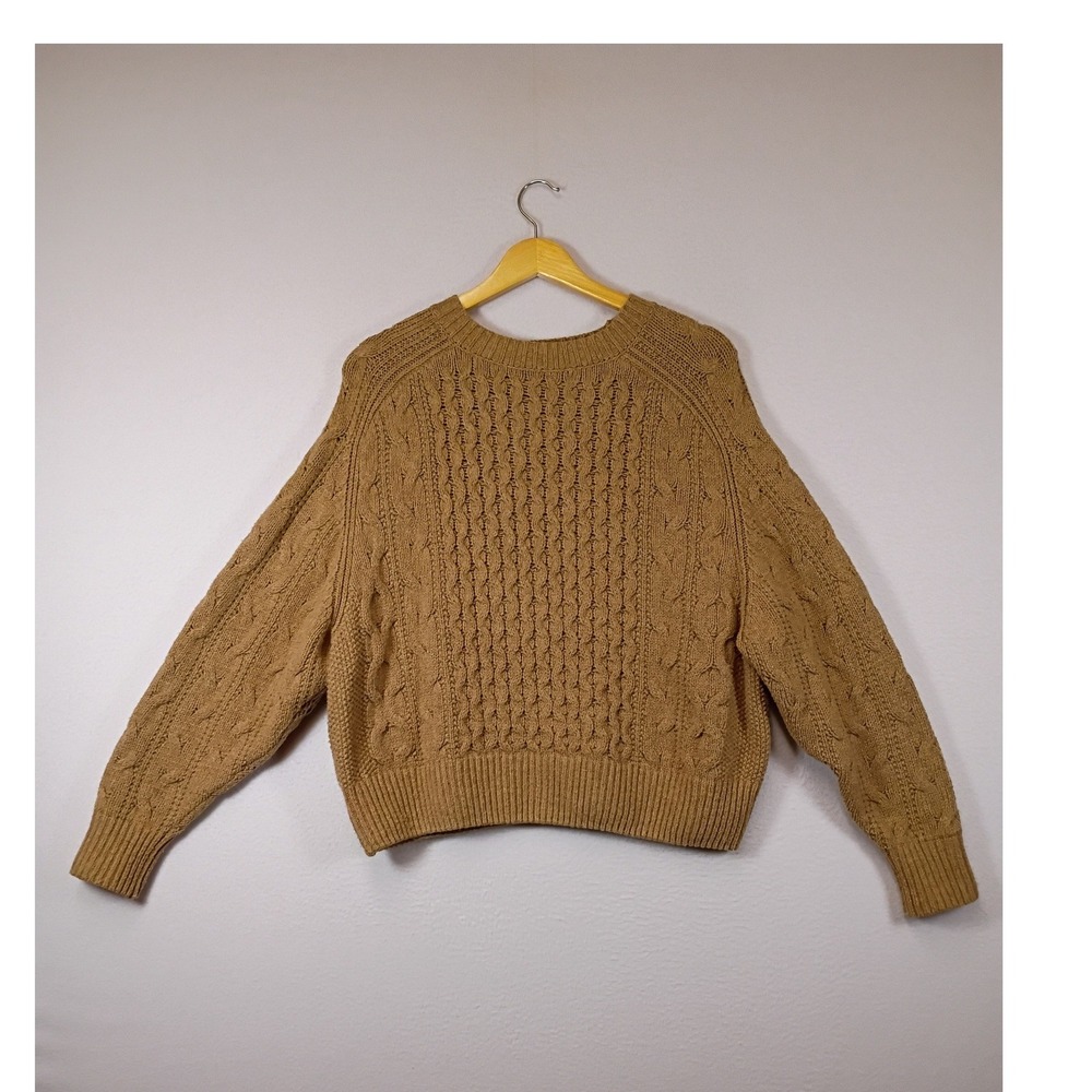 Cottagecore Universal Thread Womens S Camel Brown‎ Cable Knit Wool Blend Sweater